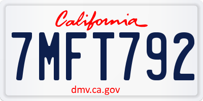 CA license plate 7MFT792