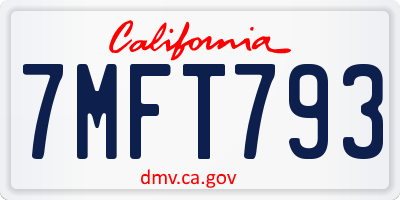 CA license plate 7MFT793
