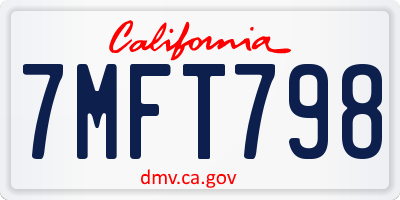 CA license plate 7MFT798