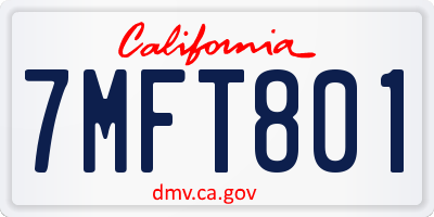 CA license plate 7MFT801
