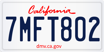 CA license plate 7MFT802