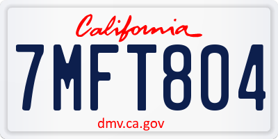CA license plate 7MFT804