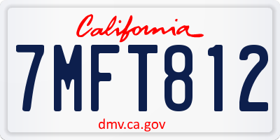 CA license plate 7MFT812
