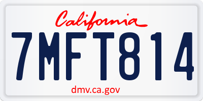 CA license plate 7MFT814