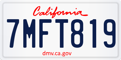 CA license plate 7MFT819