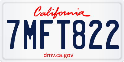 CA license plate 7MFT822