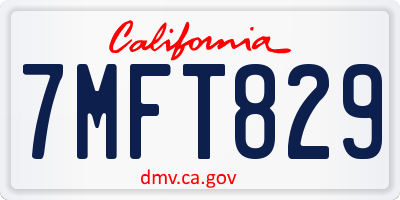 CA license plate 7MFT829