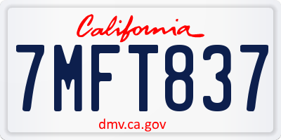 CA license plate 7MFT837