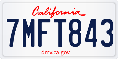 CA license plate 7MFT843