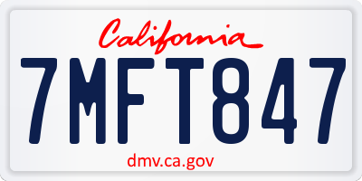 CA license plate 7MFT847