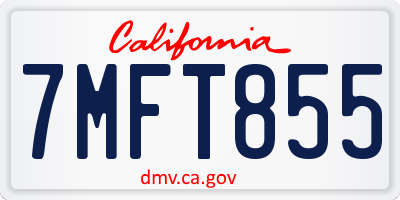 CA license plate 7MFT855