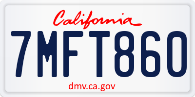 CA license plate 7MFT860