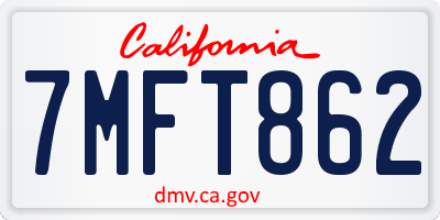CA license plate 7MFT862