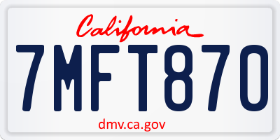 CA license plate 7MFT870