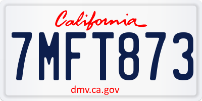 CA license plate 7MFT873