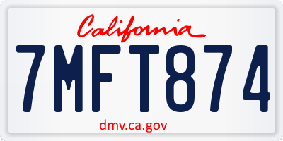 CA license plate 7MFT874