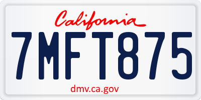 CA license plate 7MFT875