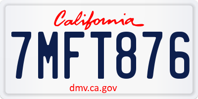 CA license plate 7MFT876