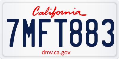 CA license plate 7MFT883