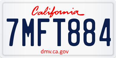 CA license plate 7MFT884