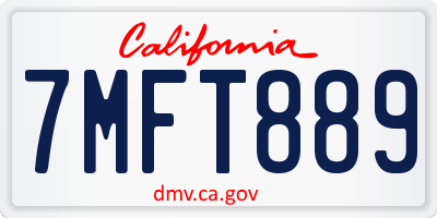 CA license plate 7MFT889