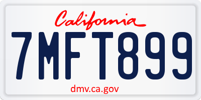 CA license plate 7MFT899