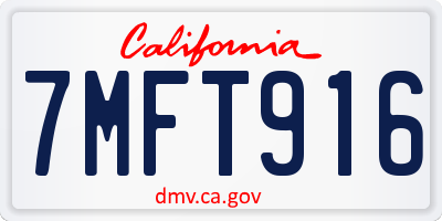 CA license plate 7MFT916
