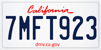 CA license plate 7MFT923