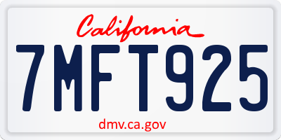 CA license plate 7MFT925