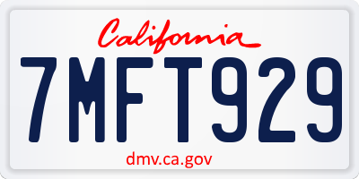 CA license plate 7MFT929