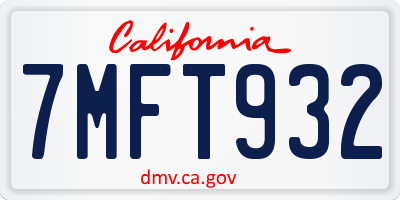 CA license plate 7MFT932