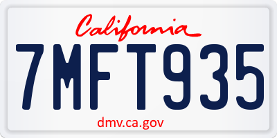 CA license plate 7MFT935