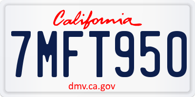 CA license plate 7MFT950