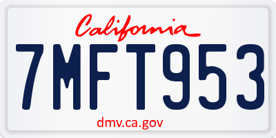 CA license plate 7MFT953