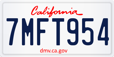 CA license plate 7MFT954