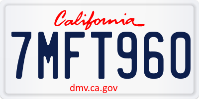 CA license plate 7MFT960