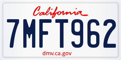 CA license plate 7MFT962