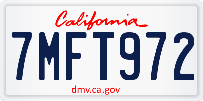 CA license plate 7MFT972