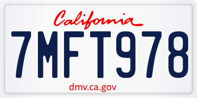 CA license plate 7MFT978
