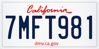CA license plate 7MFT981