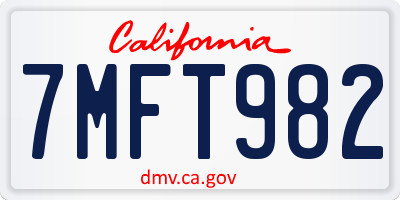 CA license plate 7MFT982