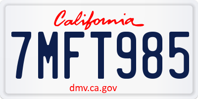 CA license plate 7MFT985