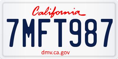 CA license plate 7MFT987