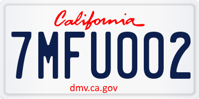 CA license plate 7MFU002