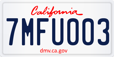 CA license plate 7MFU003