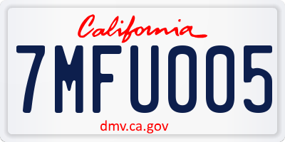CA license plate 7MFU005