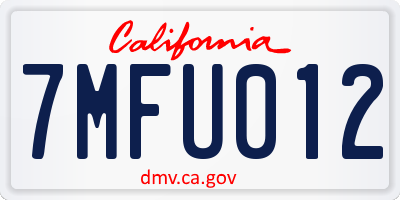 CA license plate 7MFU012