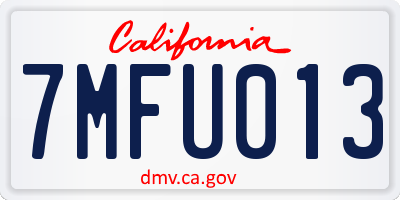 CA license plate 7MFU013