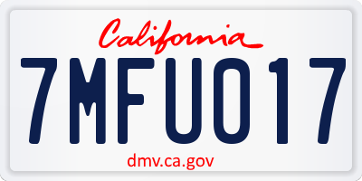 CA license plate 7MFU017
