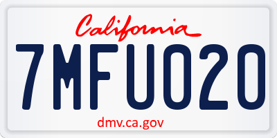 CA license plate 7MFU020
